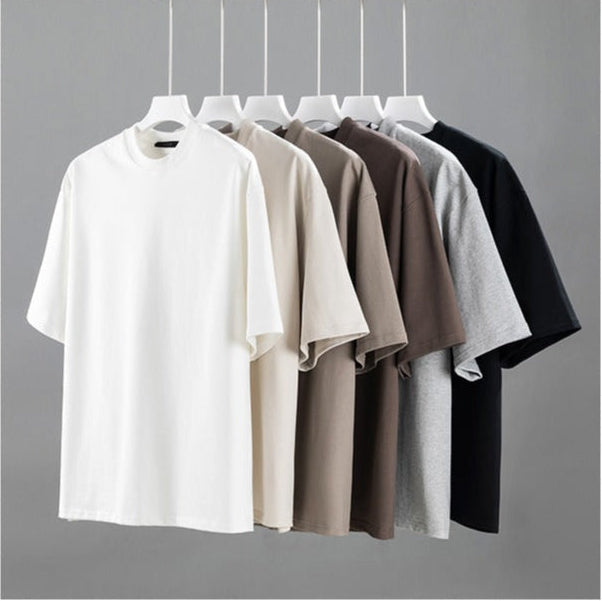 Men’s Heavyweight Cotton T-Shirt – Summer Casual Loose Fit, Solid Color Short Sleeve | BT1014