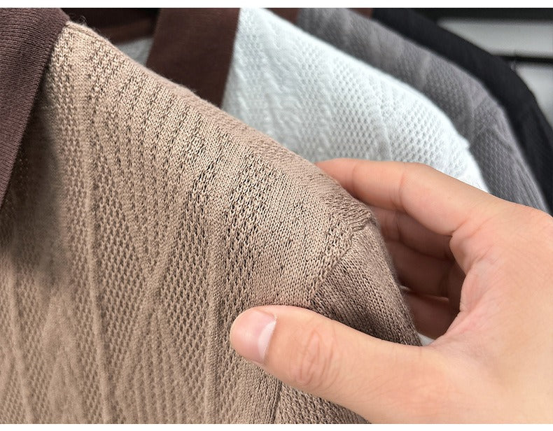 Men's Oversize Polo Shirt | Casual Golf Knit Tee Breathable Polo Shirt |