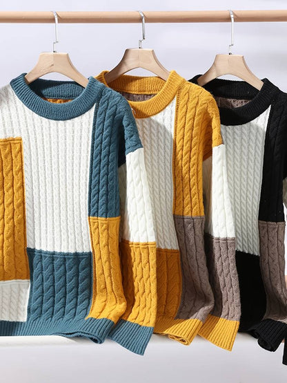 Men’s warm Knitted Pullover Sweater Ribbed Crew Neck Tops Long Sleeve Casual Wear Sweatshirt | 8373