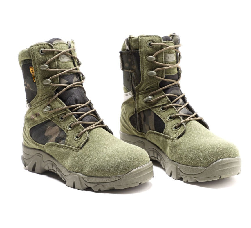 Men's Green Camouflage Delta Tactical Boots Thick Padded Collars Suede Combat Military Grade Shoes