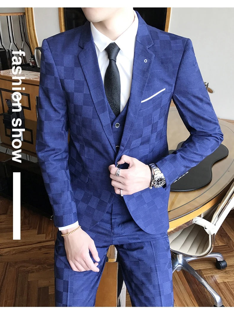 Men's 3 Piece Suit Jacket+Vest+Pants Formal Fashion Groom Wedding Party Dress Tuxedo Suits