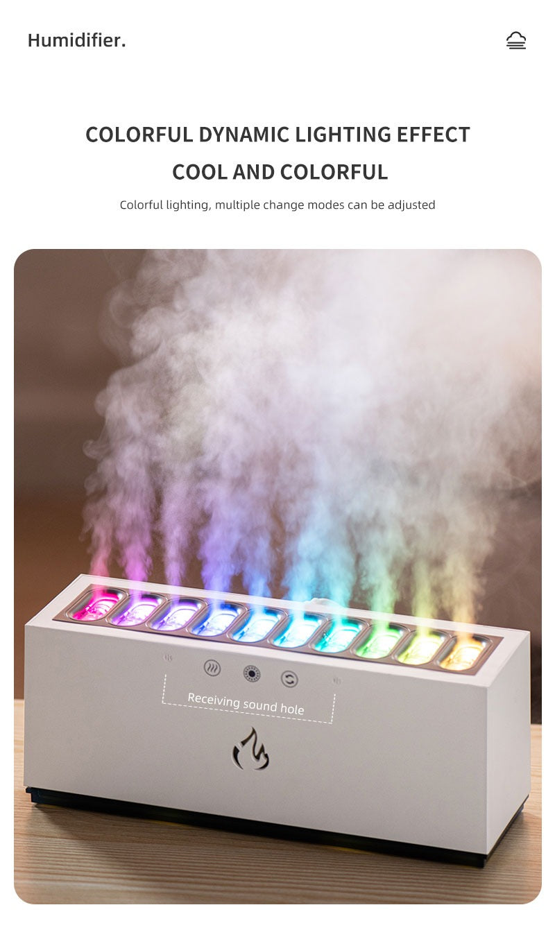 New Design 10 Nozzle Humidifier & Aroma Diffuser Dynamic Sound Pickup USB H2O Essential Oil Air Humidifier | KJR-273