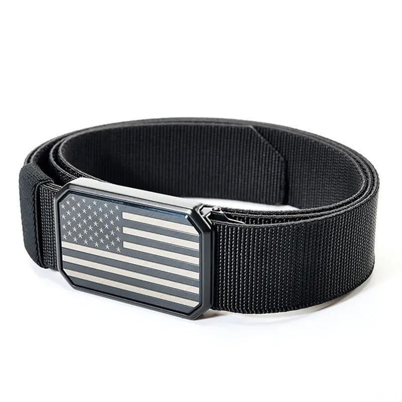 Men's Stretch Nylon Magnetic Metal Buckle Belt Elastic Jeans Belt