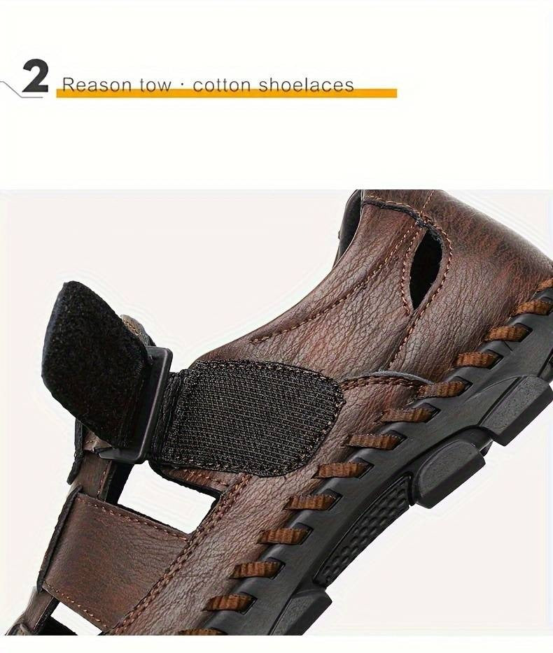 Men's Stitching Casual Closed Toe Slip On Sandals Microfiber Leather Uppers Breathable Anti-skid Summer Beach Sandals | 2899