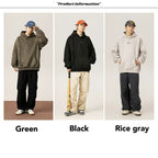 Unisex Heavy Suede Hooded Sweatshirt Retro American Style for Autumn & Winter Loose Fit Hoodie | L3848