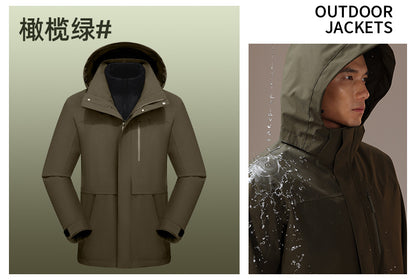 Dixiang Men's 3-in-1 Waterproof Hiking Jacket | 8000mm Seam-Taped Shell with White Goose Down Inner Layer | All-Season Outdoor Coat | J24688