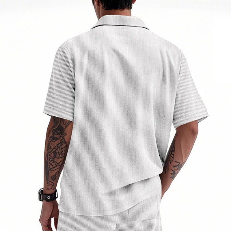 Men's Heavyweight Corduroy-Texture Work Shirt - 2025 Summer Relaxed Fit Casual Top | YH-OB20