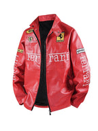 PU Leather Moto Jacket | F1 Racing Style Padded Biker Coat Waterproof Windproof Streetwear