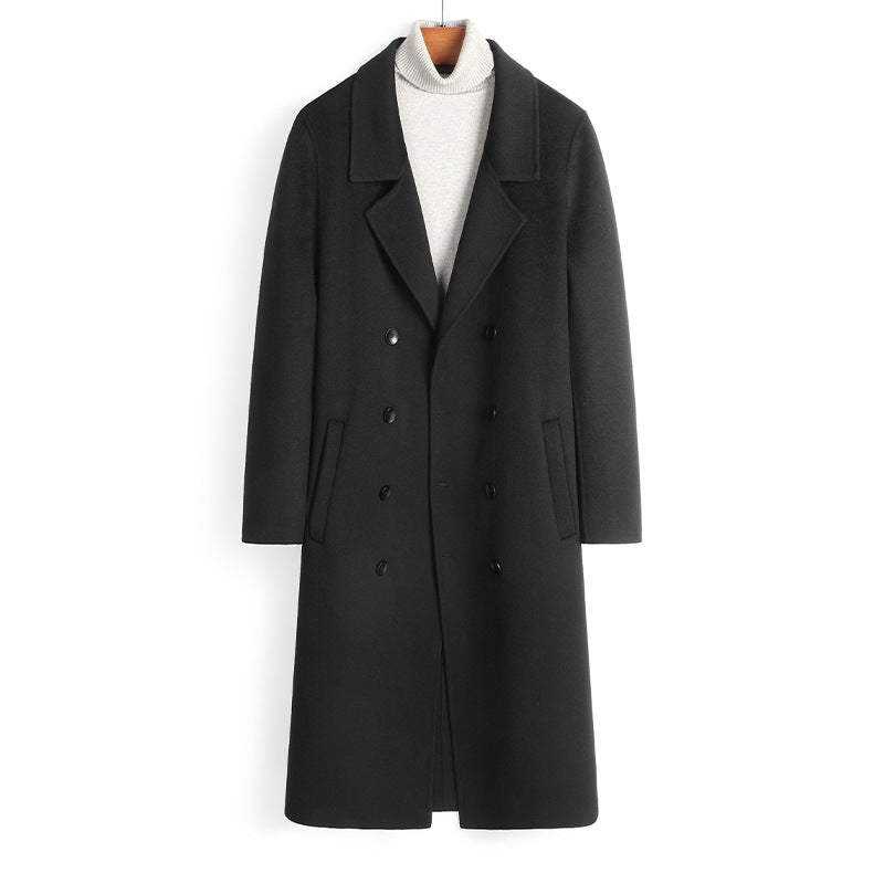 100% Wool Double-Faced Long Overcoat | Men’s Premium Knee-Length Wool Coat | Tailored Business & Casual Outerwear | 86713