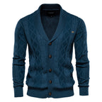 Men’s V-Neck Color-Trim Knit Cardigan – Casual Loose-Fit Buttoned Sweater for Autumn | SW199