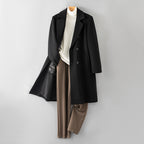 Men's 100% Wool Coat with Removable Down Inner Lining | Thick Warm Winter Overcoat with Horn Buttons | Padded Shoulder Wool Jacket | 86748