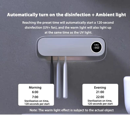 UVC Toothbrush Sterilizer Wall-Mounted Family Holder with USB Charging & Fan Drying | SR-M4