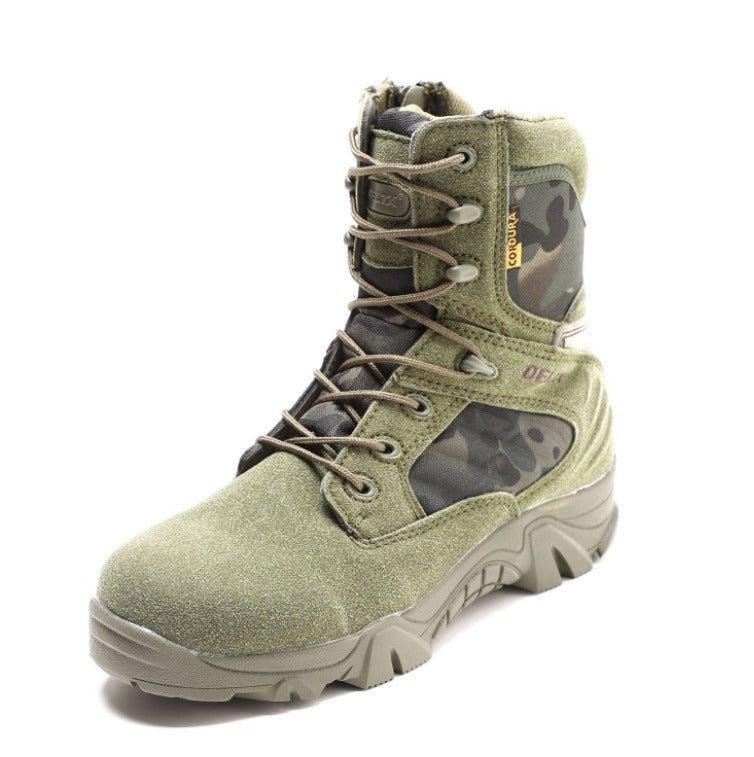 Men's Green Camouflage Delta Tactical Boots Thick Padded Collars Suede Combat Military Grade Shoes