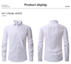 Men Elasticity Formal Dress Shirt Long Sleeve Wedding Slim Fit Non-iron Shirts Top | W7