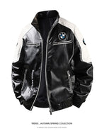 Men's PU Leather Moto Jacket | 2026 Korean Style Racing Coat | Waterproof Windproof Fleece-Lined Biker Outerwear