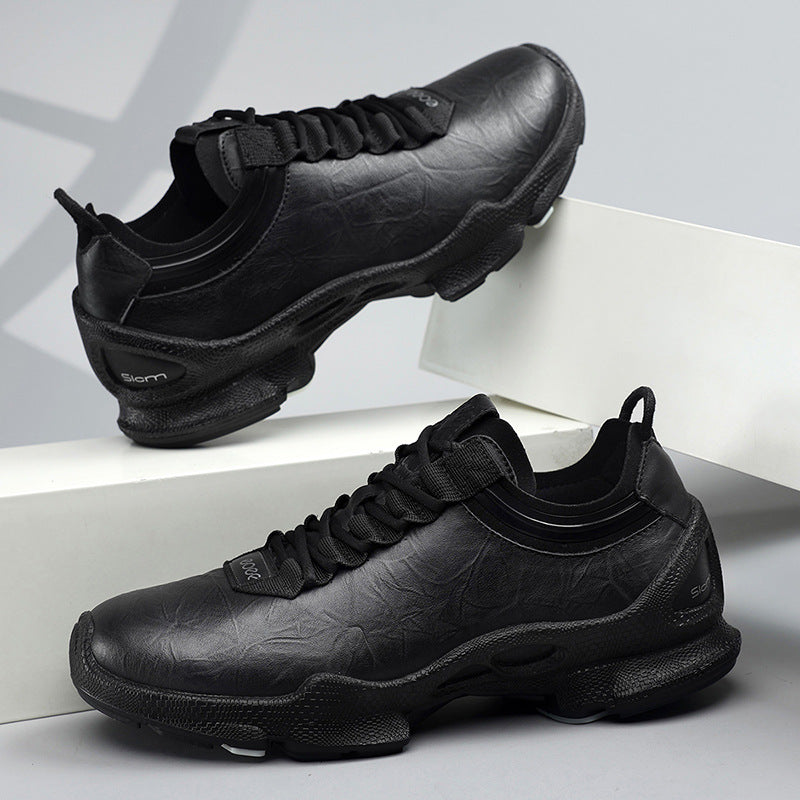Men’s Leather Waterproof Walking Trainers | Business Casual Outdoor Sneakers | Soft Cushioned Comfort Shoes