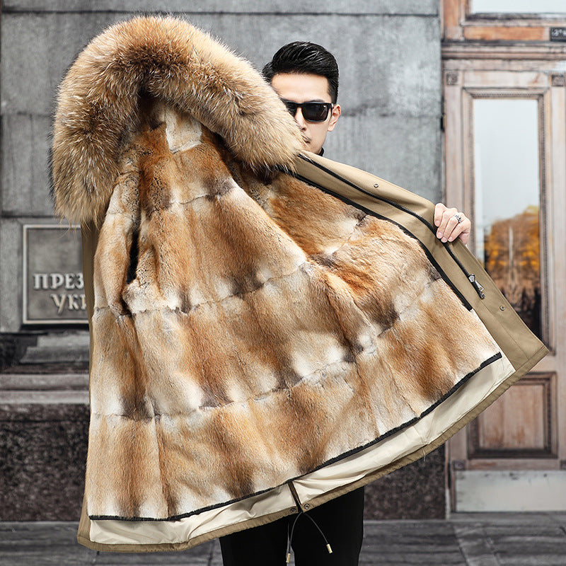 Snow Lotus Men's Mink Fur Parka 2025 Winter Detachable Mink Lining Long Coat Luxury Slim-Fit Fur-Trimmed Jacket | 215