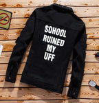 Men's Denim Jacket Jeans Pants Letters Printing Trousers 3 Pcs Set Casual Single Breasted