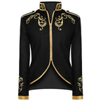 Medieval Royal Prince Jacket | Gold Embroidered Stand Collar Coat | Halloween Noble Cosplay Costume for Men & Women