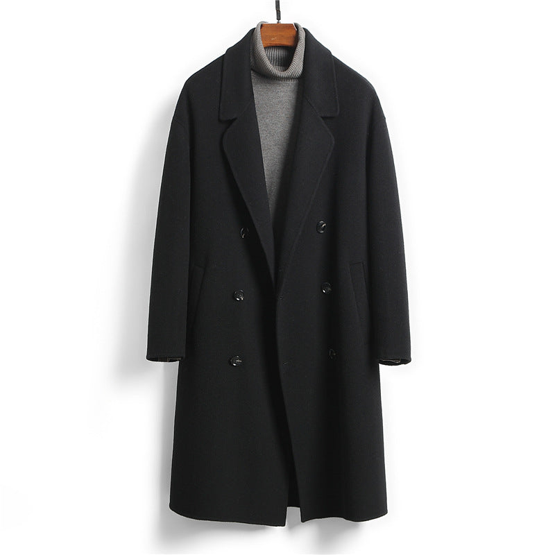 100% Wool Double-Faced Long Coat Men | Premium Tailored Overcoat | Business & Casual Winter Outerwear Wool Coat | 86702