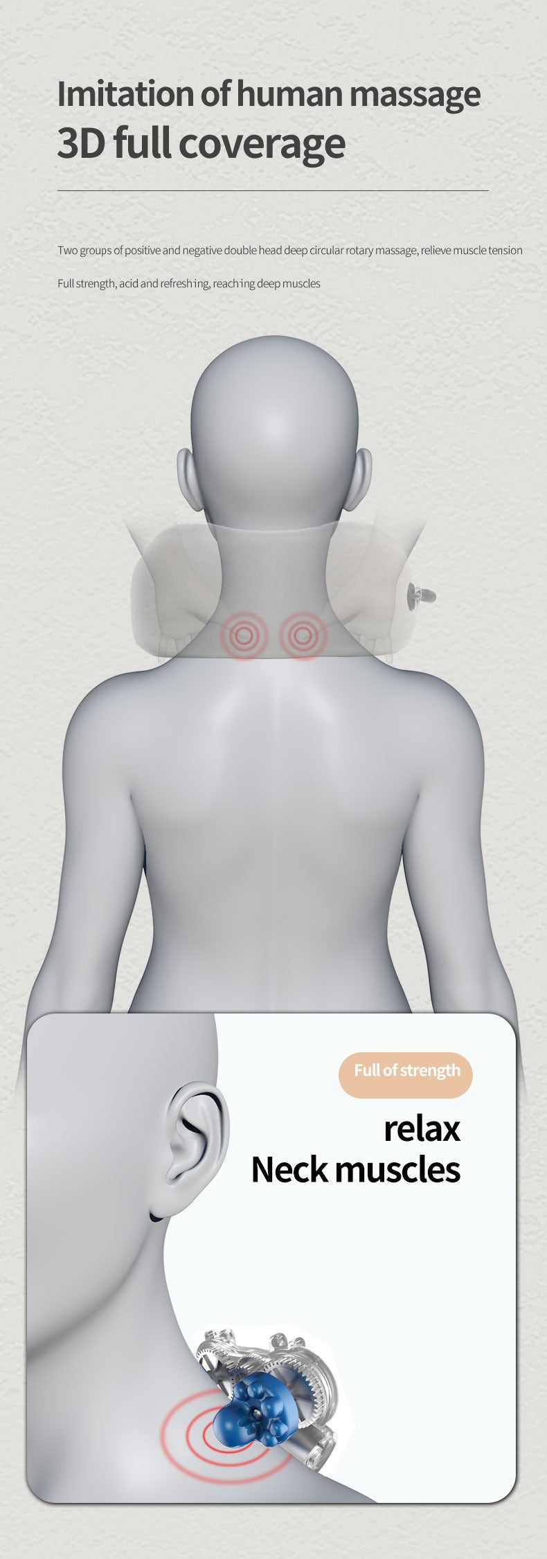 Electric Rechargeable Travel Pillow Relax Massager Heated Vibrating Soft Neck Massage