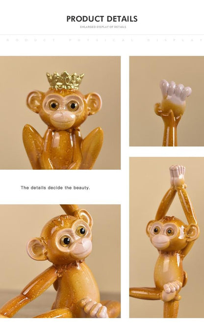 Yoga Monkey Resin Ornaments Pastoral Animal Decorations for TV Cabinet Hall or Wine Cabinet | QW60