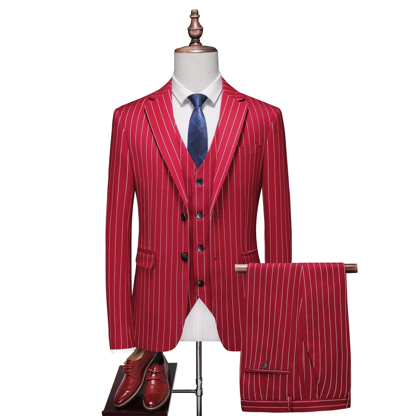 Men's Slim Fit Three-Piece Suit Set | Fashion Big & Tall Wedding Banquet Blazer with Waistcoat | Modern Business Formal Wear | 838