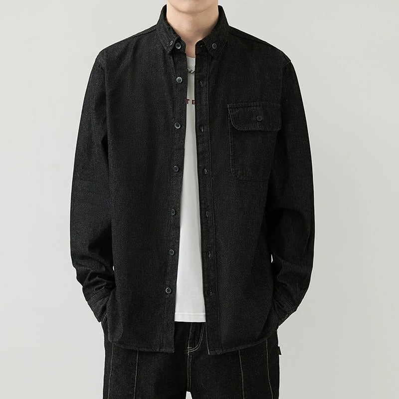 Men's Slim Fit Denim Long Sleeve Shirt Trendy Style Casual Work Jacket Shirt | MT8003
