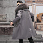 Snow Lotus Men's Otter Rabbit Fur Parka | Detachable Fur Lining Long Winter Coat | Mid-Length Hooded Faux Fur Jacket | 212