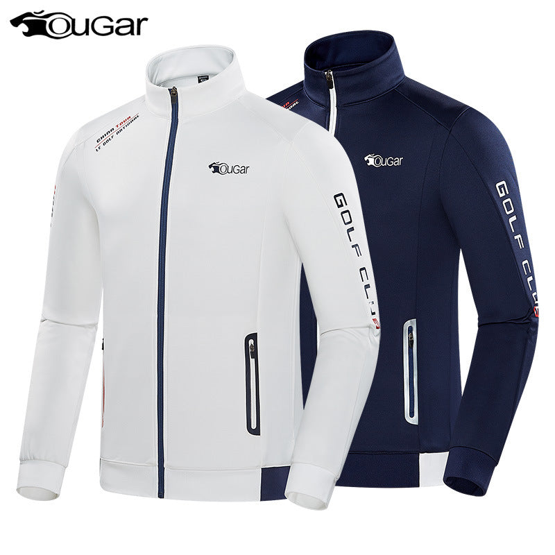 Men's Premium Long Sleeve Golf Jacket Winter Stand Collar Zipper Pullover Water & Wind Resistant Performance Layer
