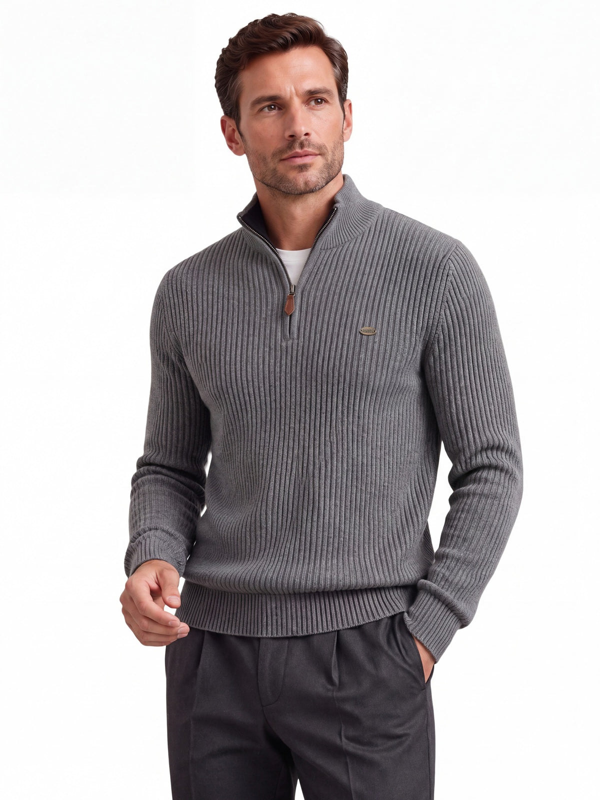 Men's Half-Zip Stand Collar Knit Sweater | 2026 Winter Business Casual Pullover | Warm Cotton-Blend Jumper | SW258
