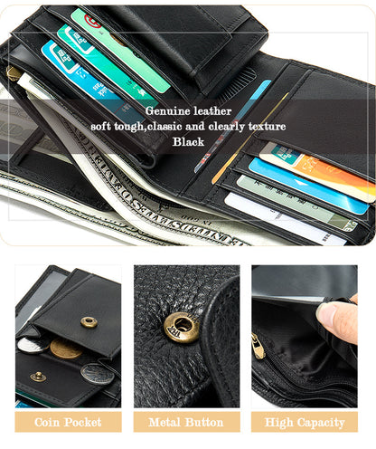 Anti-Magnetic RFID Blocking Genuine Leather Wallet Men's Slim Card Holder & Purse | 1131