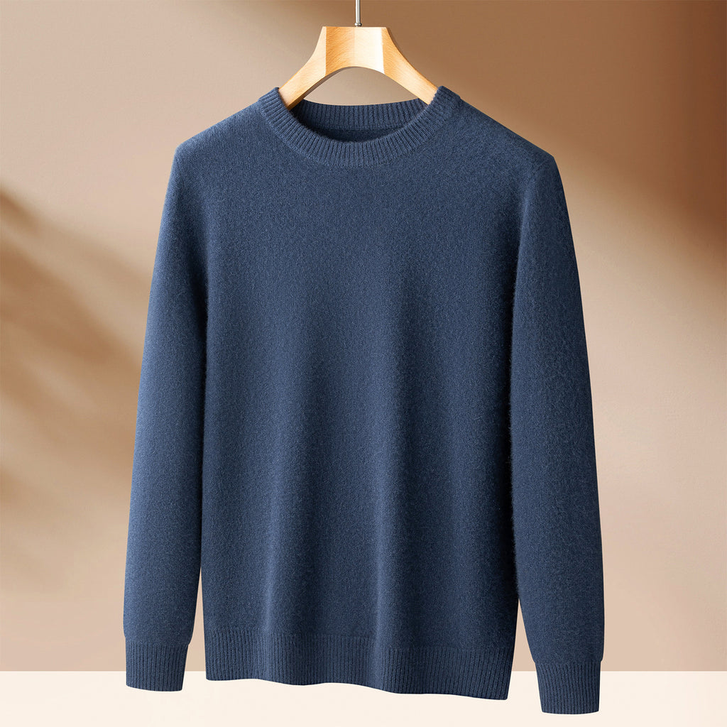 Men's Premium Cashmere Blend Sweater Chunky Knit Mock Neck Pullover Winter Warm Relaxed Fit Knitwear | JW-039