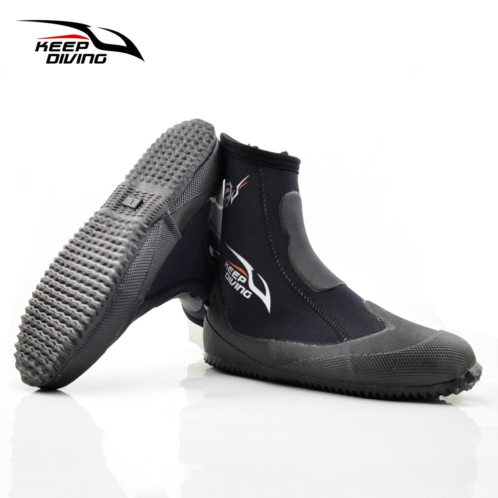 KEEP DIVING 5mm Neoprene Dive Boots | High-Elasticity Vulcanized Water Shoes for Diving & Fishing | Thermal Slip-On Boots | DB-151