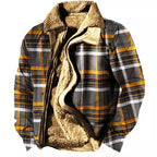 Men's Plus Size Casual Aztec Geometric Print Fleece Jacket Streetwear Fall Winter Loose Fit Coat | TS-6594