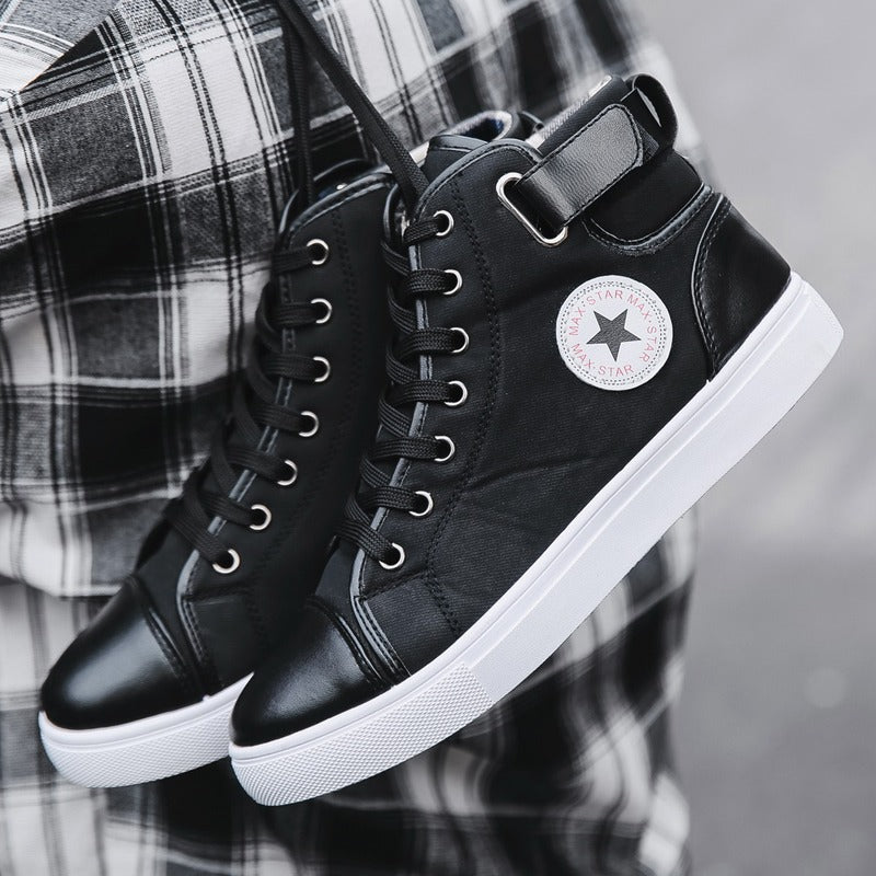 Men's Fashion Casual Sneakers High Top Shoes Breathable Round Toe Flats Boots | 8686