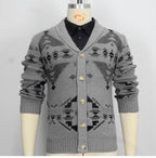 Men Wind Jacquard Knitted Jumper Long-Sleeved Outerwear Jacket Top | SY0052