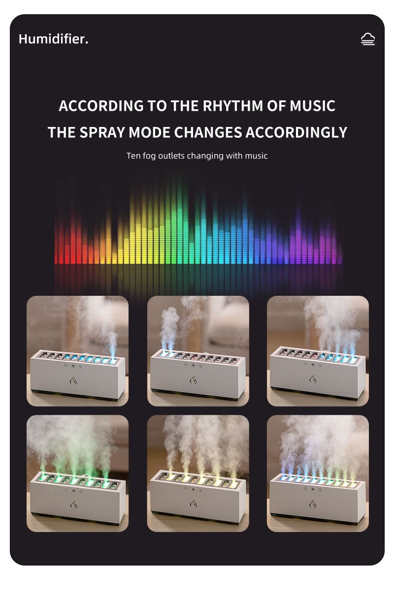 New Design 10 Nozzle Humidifier & Aroma Diffuser Dynamic Sound Pickup USB H2O Essential Oil Air Humidifier | KJR-273
