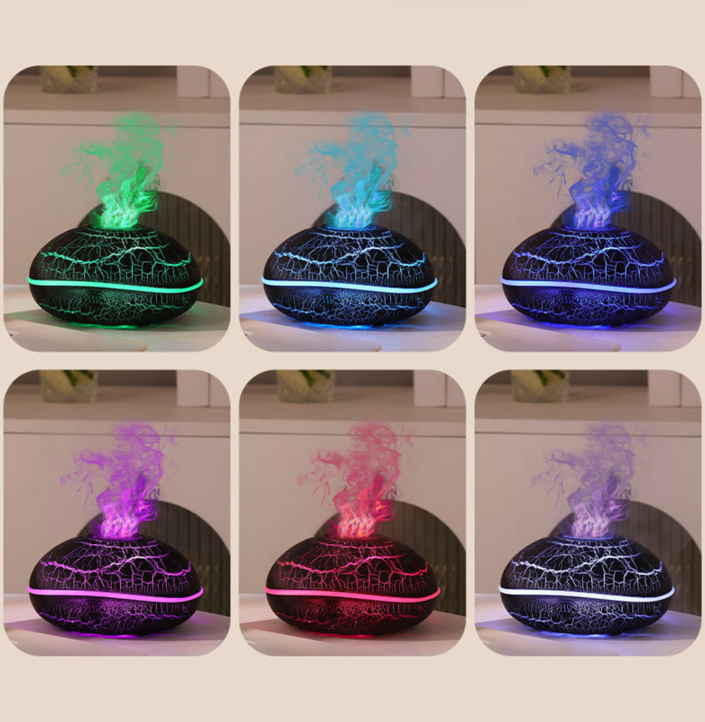 Realistic Flame Effect Aromatherapy Diffuser – 7-Color LED Humidifier USB Powered for Home, Office & Bedroom | SD13