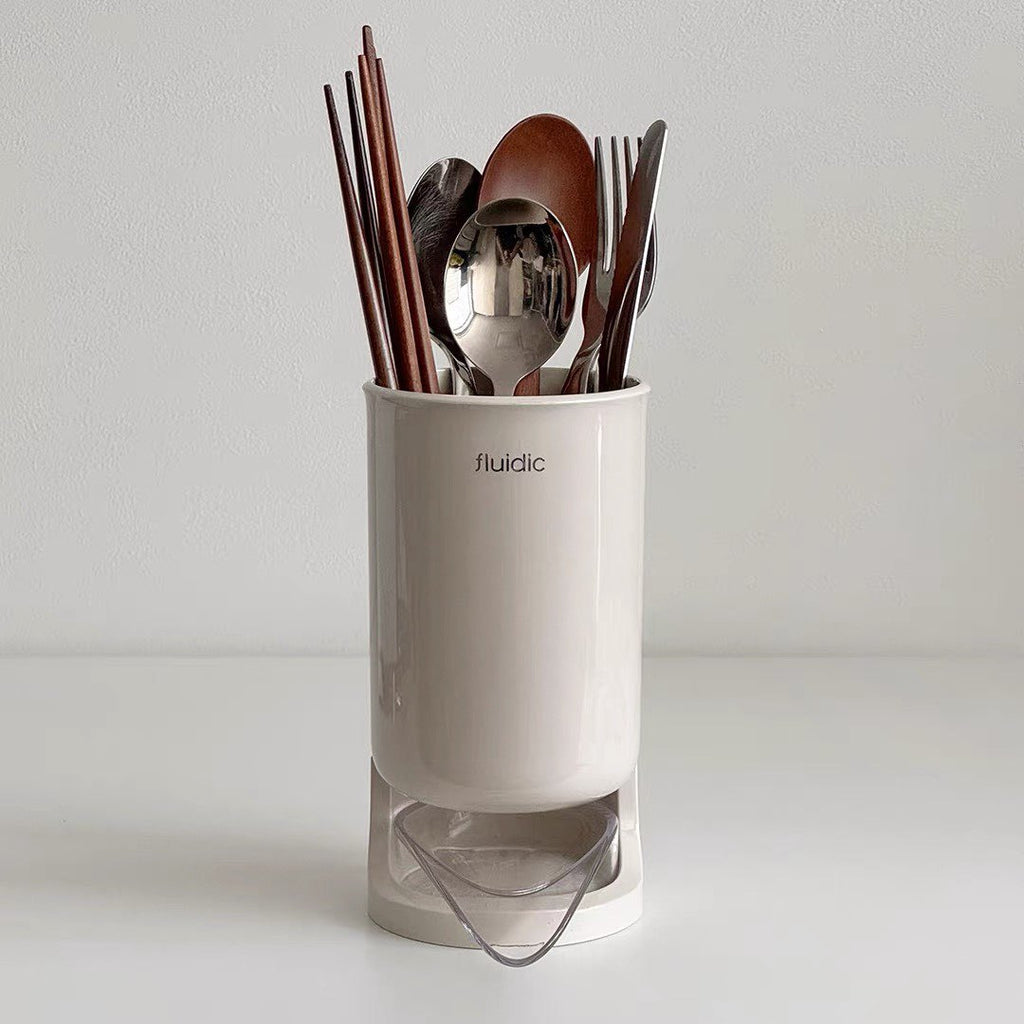 MGMC Drainage Chopstick Holder | Kitchen Utensil Organizer with Auto-Drain Base | Modern Countertop Storage Bucket for Spoons & Forks | FT010