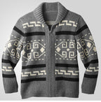 Men Stylish Slim Fit Jacquard Knit Cardigan Jacket with Long Sleeves Casual Lapel Sweater | SY0013