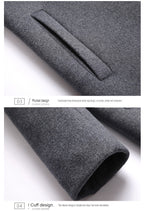 Men's Windproof Long Softshell Hooded Trench Jackets Side Pockets Double Breasted Warm Overcoat | 1909-3