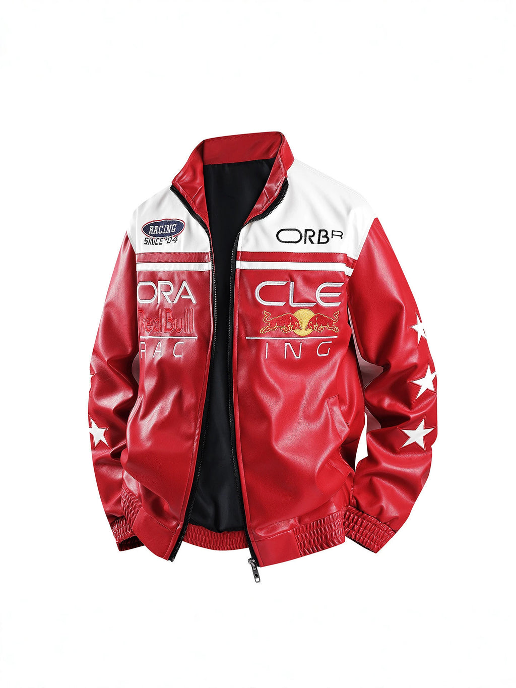 Polaris F1 Racing Jacket | Full Embroidered Premium PU Leather Coat | Unisex Moto Streetwear for Autumn & Winter