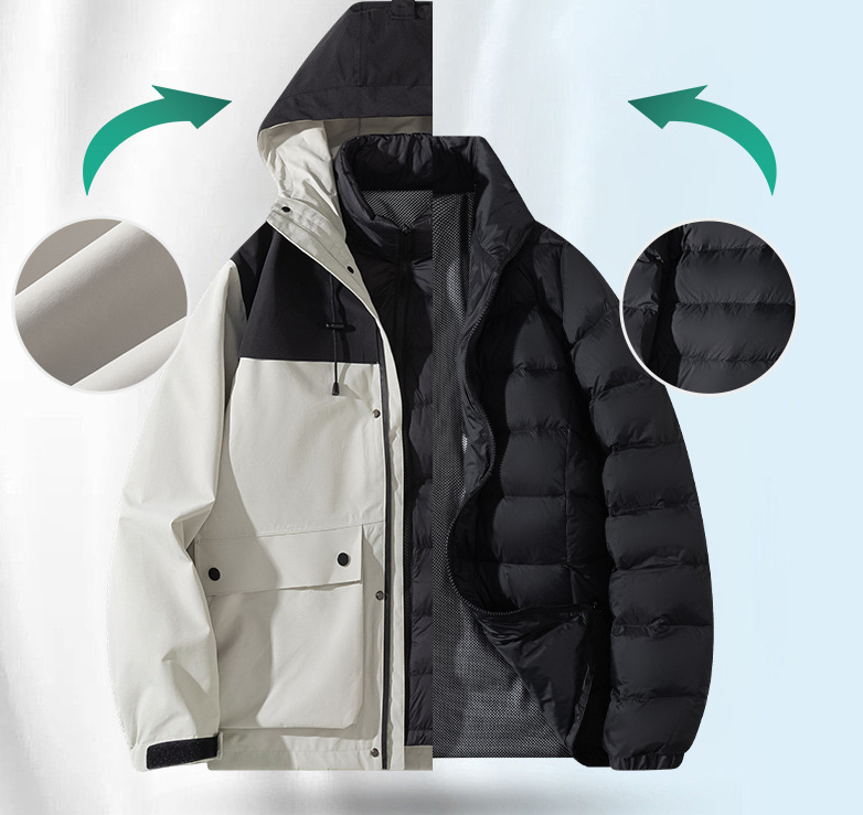Senbo All-Weather 3-in-1 Waterproof Jacket | 5000mm Breathable Trekking Coat with Detachable Down Layer | Unisex Outdoor Protection | 8316