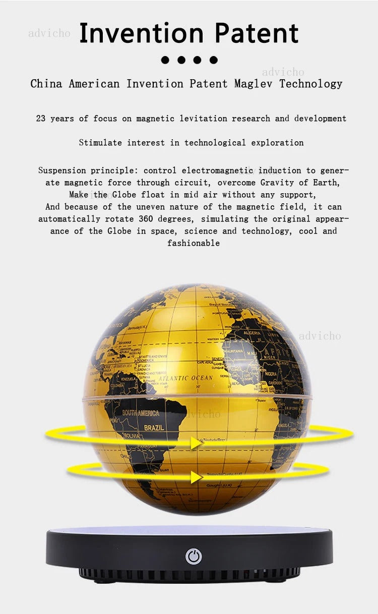Luxury Magnetic Levitating Globe Table Lamp Floating World Home & Office Decoration Gift with Night Light - Premium Quality