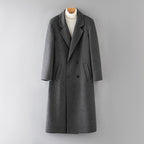 100% Wool Double-Faced Long Overcoat | 2026 Handcrafted Knee-Length Coat with Padded Shoulders | Premium Winter Outerwear | 86767