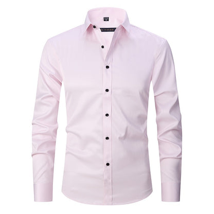 Men's Dress Shirts Classic Long Sleeve Solid Color Designer Silk Business Shirts | 2-7