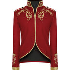 Medieval Royal Prince Jacket | Gold Embroidered Stand Collar Coat | Halloween Noble Cosplay Costume for Men & Women