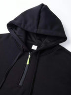 Men’s Pullover Hoodie Solid Pattern Zippered Lined Collar Loose Fit Casual Sportswear | TZ-28