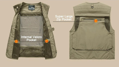 Men's Multi Pockets Cargo Waistcoat Fishing Jumper For Climbing Camping Hiking Summer Vest Top